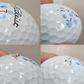 Images on left show a damaged golf ball. Images on right show the same ball after using Golf Ball Medic.